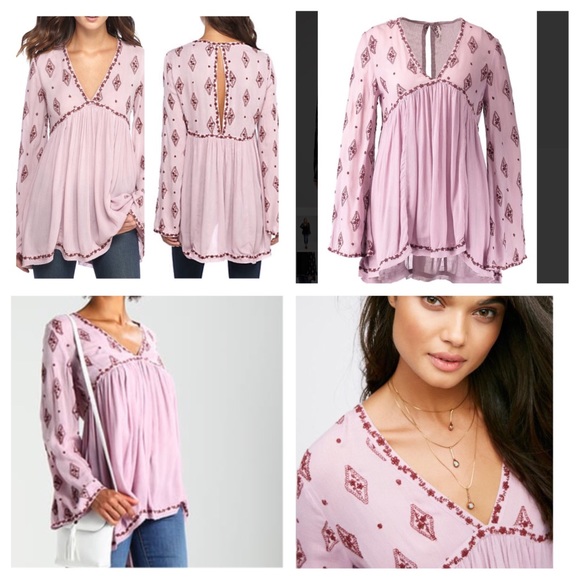 Free People Diamond Embroidered Tunic Top.  NWT. - Picture 2 of 7